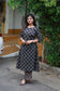 Cotton /Maternity 3 pc chudidhar set [ A line Top with double side zip, pant and dupatta] -Black with maroon butta ( No side open top)