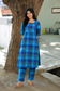 Madras check/ cotton Maternity 2 pc chudidhar set [ Top with double side zip, and Pant- Self blue checks