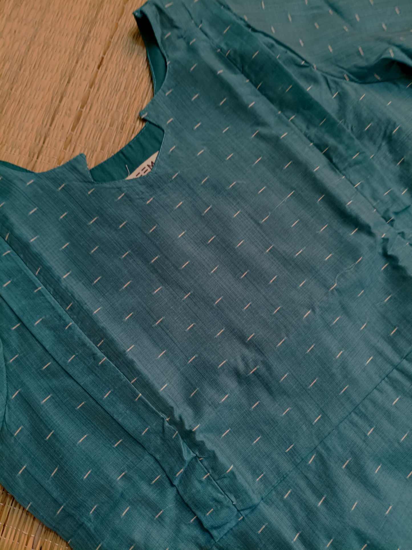 Raw Silk Maternity 3 Pc Chudidhar Set – Blue /Double side Zip (Side Open Top)