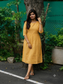 Cotton Maternity/Feeding Midi/Gown - Self Dark yellow ( Full length cotton lining)