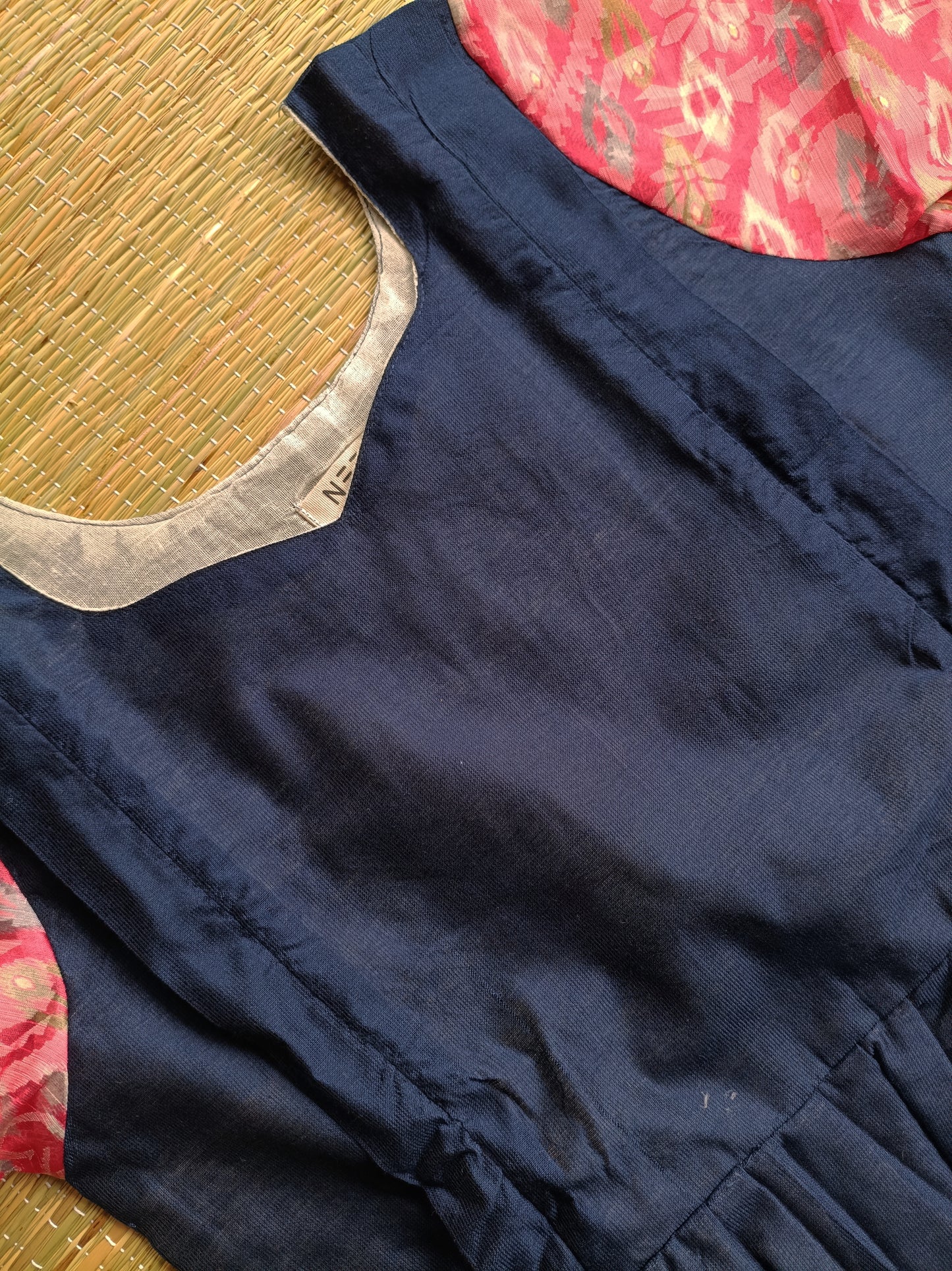 Soft silk - Double side zip  Maternity Maxi/Gown - Festival Collection  - Full cotton Liing - Navy blue
