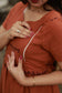 Premium Muslin- Feeding/ Maternity Maxi/Gown - Full Cotton lining /Double side zip -  Brown Muslin Embroidery