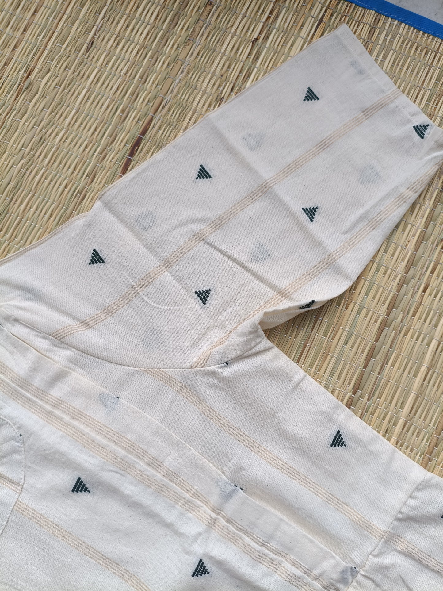 Onam special Maternity 2 pc chudidhar set [ Top with double side zip, and pant] -White and Green butta