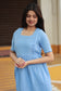 Premium Muslin- Feeding/ Maternity Maxi/Gown - Cotton lining /Double side zip -  Sky Blue