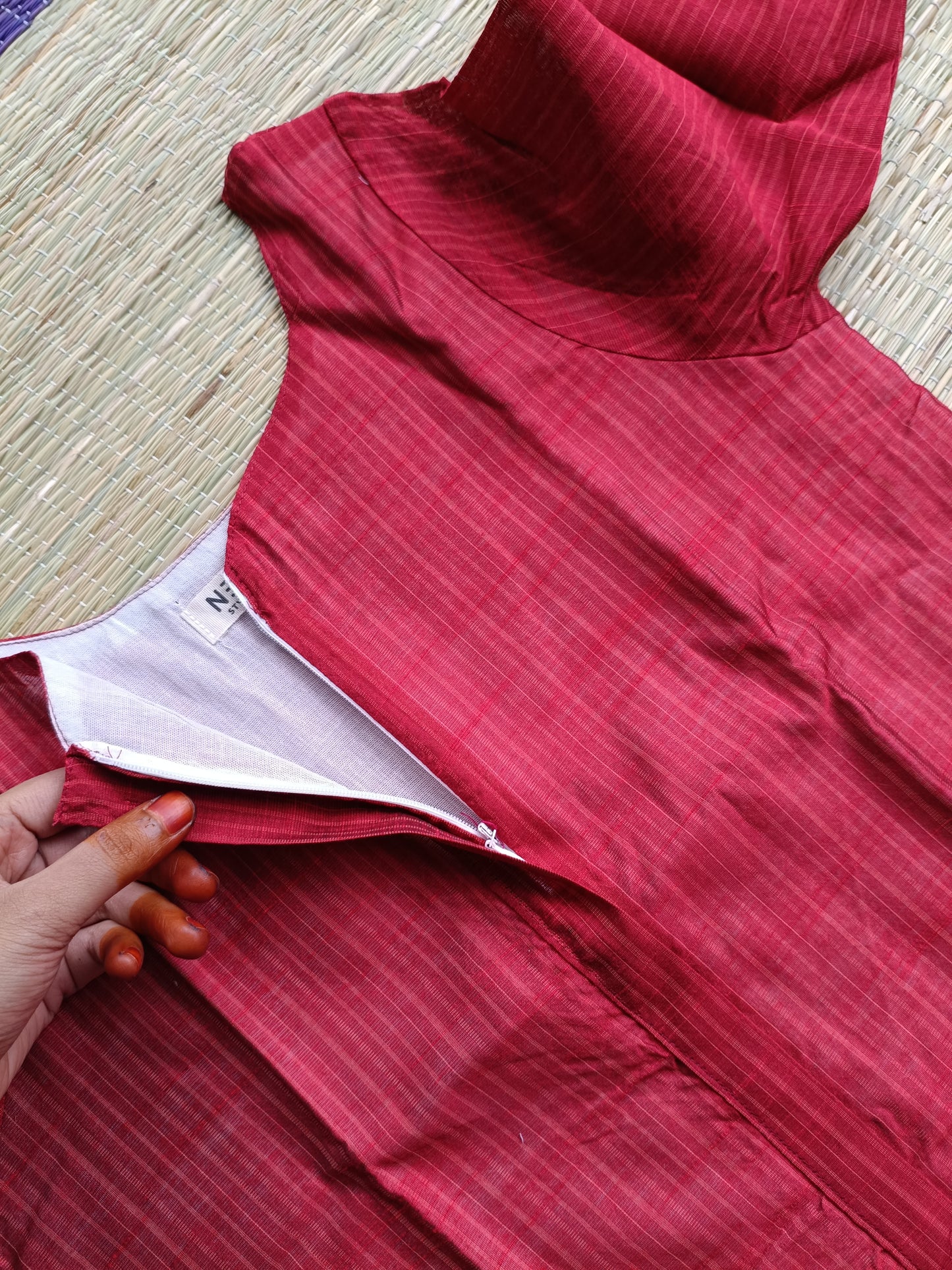 Raw Silk Center zip Cotton   Normal /Feeding kurti -  Marron
