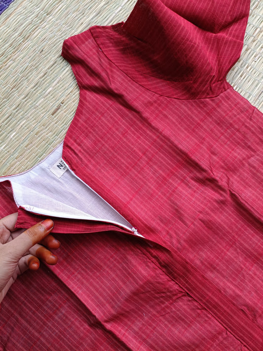 Raw Silk Center zip Cotton   Normal /Feeding kurti -  Marron