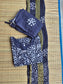 Cotton Maternity 3 pc chudidhar set [ Top with center side zip,  Pant and dupatta - White and navy blue