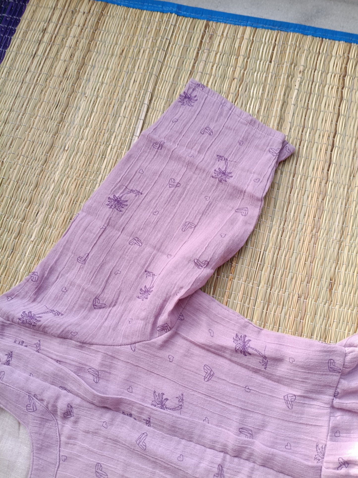 Premium Muslin - Feeding/ Maternity Maxi/Gown - Cotton lining /Double side zip - lavender heart