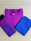 Pochampally sico set/ maternity 3 pc chudidhar set [ Top with center zip, pant and dupatta - Purple pink - A line no side open