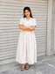Onam special Maternity maxi / gown-Center zip- White and Purple butta