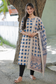Block printed kalamkari cotton Maternity 2 pc chudidhar set [ Top with center zip, and dupatta - Blue elephant kalamkari
