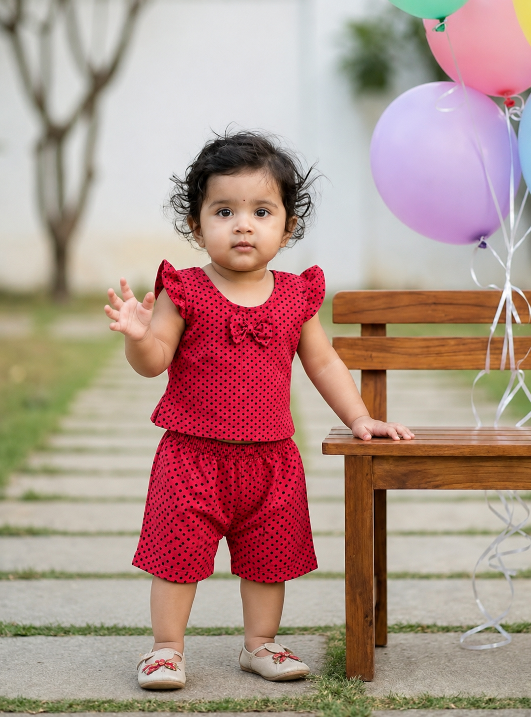 Girl baby dress / Cotton  / 2 pc set-  Mickey mouse
