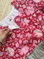 Cotton / Raw silk Maternity Maxi/Gown in center zip - Festival Collection- Full cotton lining - silver with red leaf