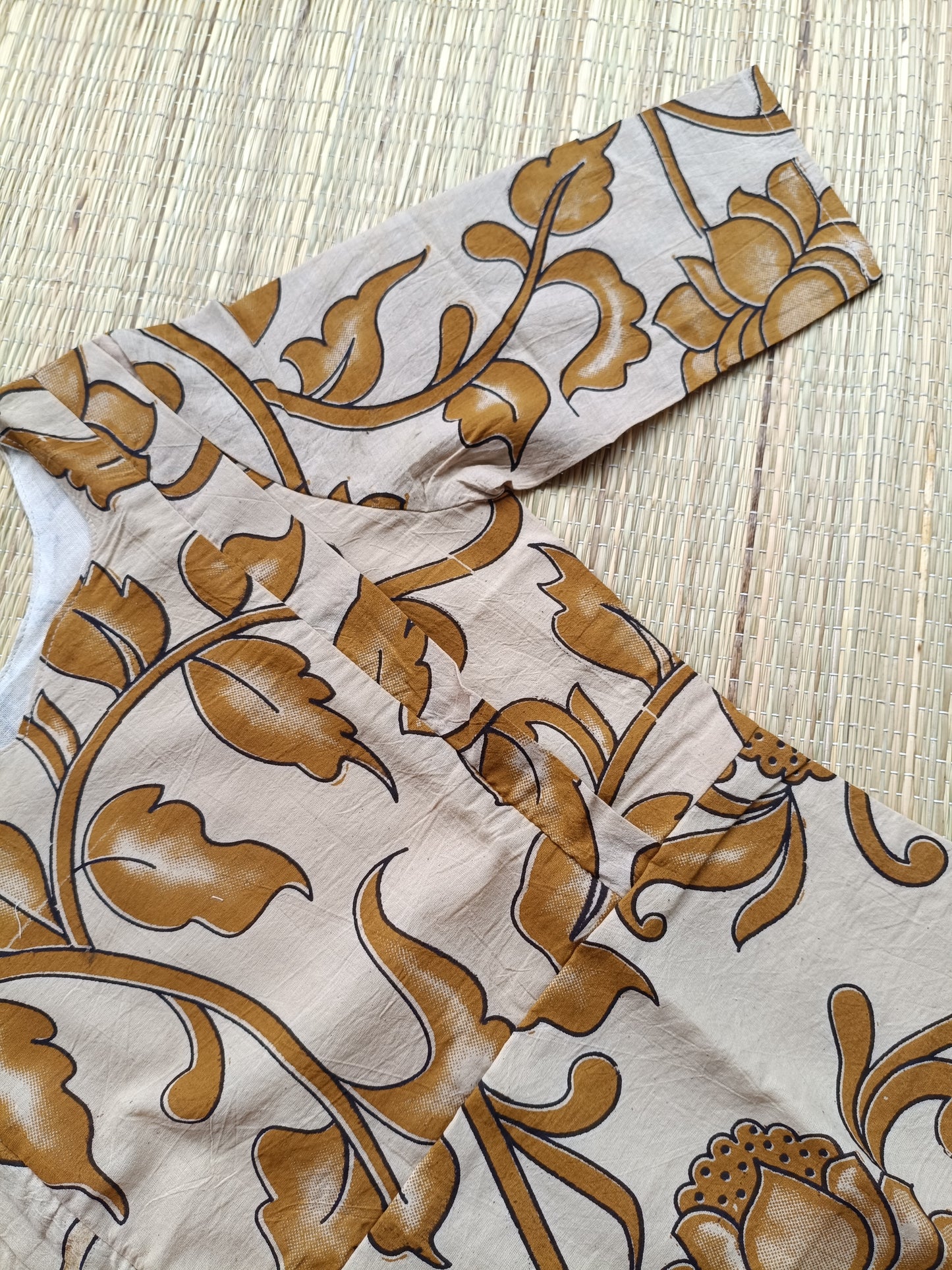 Block printed kalamkari cotton Maternity 2 pc chudidhar set [ Top with double side zip, and dupatta -Brown flower