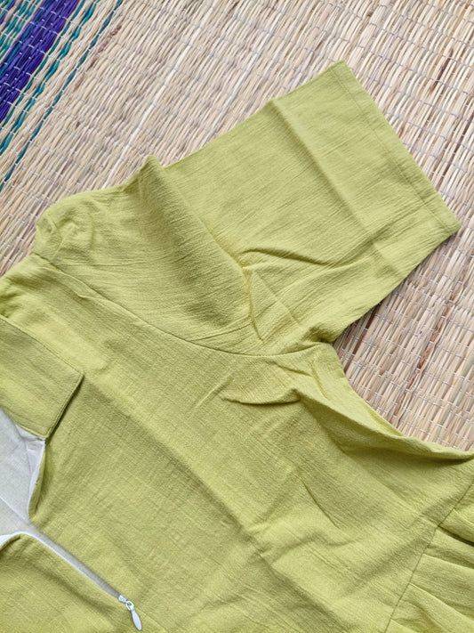 Premium Cotton - Feeding/ Maternity Maxi/Gown - Cotton lining /Center zip -Collar  Green