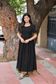Chettinad Cotton -2 pc set -Maternity Maxi/Gown - Festival Collection -Full cotton lining- Double side zip with dupatta- Black and sandal
