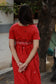 Handloom Jamdani - Maternity / Feeding - Maxi/Gown -Full Cotton Lining - Double side Zips - Tomato Red