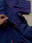 Handloom Cotton Maternity Feeding Gown/ maxi / Double side zip–Navy blue with Red green butta