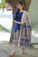 Block printed kalamkari cotton Maternity 3 pc chudidhar set [ Top with center zip, pant and dupatta] - Blue  Kalamkari