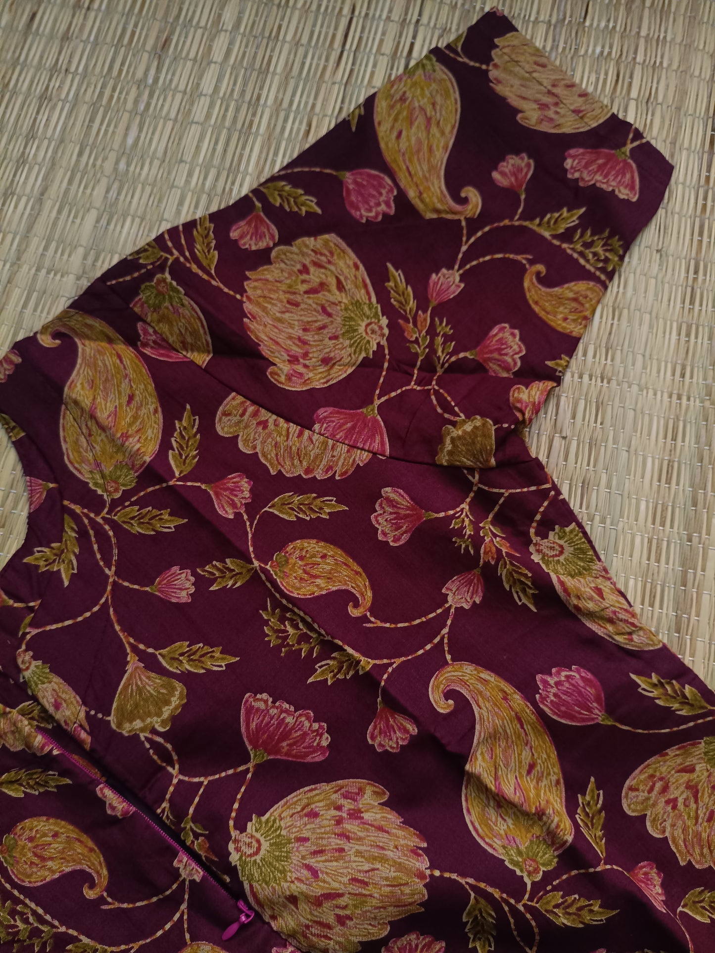 Kalamkari Cotton  A line Maternity Feeding Kurti /Center Zip(Dress length 45 inches)- Violet flower