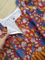 Cotton / Raw silk Maternity Maxi/Gown in center zip - Festival Collection- Full cotton lining - Honey with red flower