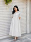 Handloom Cotton - Feeding/ Maternity Maxi/Gown - Cotton lining /Center zip -Collar White with black dots