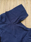 Prewashed handloom Cotton - Feeding/ Maternity Maxi/Gown - Cotton lining /Center zip -Collar  navy Blue stripe