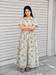 Premium Muslin - Feeding/ Maternity Maxi/Gown - Cotton lining with Center zip -Collar Green leaf