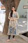 Block printed kalamkari cotton Maternity 2 pc chudidhar set [ Top with double side zip, and dupatta - Blue and yellow