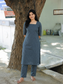 Prewashed pure Cotton checks / Maternity 2 pc Coordset [ Top with double side zip, and Pant] - Small checks blue