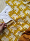 Cotton / Raw silk Maternity Maxi/Gown in center zip - Festival Collection- Full cotton lining - Honey  with yellow pichwai