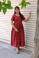 Raw silk Maternity Maxi/Gown - Festival Collection- Full cotton lining - Red with gold checks