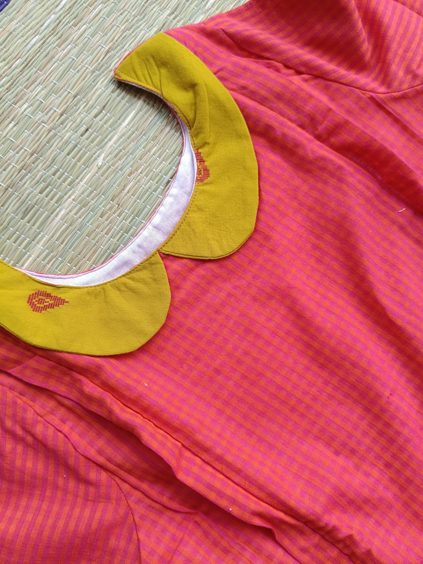 Mul Mul Cotton - Feeding/ Maternity Maxi/Gown - Cotton lining /Double side zip -  Pink Checks (Copy)