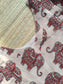 Block printed kalamkari cotton Maternity 2 pc chudidhar set [ Top with double side zip, and dupatta - Orange elephant
