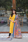Raw Silk Maternity 2 Pc Chudidhar Set –Yellow line/Double side Zip (Side Open Top + Dupatta)