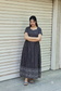 Handloom Jamdani - Maternity / Feeding - Maxi/Gown - Cotton Lining - Double side Zips - black and white