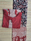 Block printed kalamkari cotton Maternity 2 pc chudidhar set [ Top with center side zip, and dupatta - Brown flower