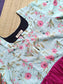 Cotton / Raw silk Maternity Maxi/Gown in center zip - Festival Collection- Full cotton lining - Pink with pink flower