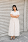 Onam special Maternity maxi / gown-Center zip- White and Green butta