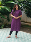 Raw silk Kurti/ Front 4 button operable( optional feeding) -used to Normal wear kurti - purple