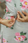 Cotton /Maternity 3 pc chudidhar set [ A line Top with double side zip, pant and dupatta] -Grey  with pink flower ( No side open top)