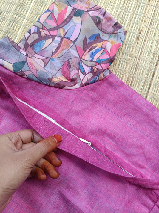 Kadhi silk cotton- Maternity Maxi/Gown - Festival Collection - Pink flower