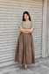 Cotton / Raw silk Maternity Maxi/Gown in center zip - Festival Collection- Full cotton lining -Brown with Light green