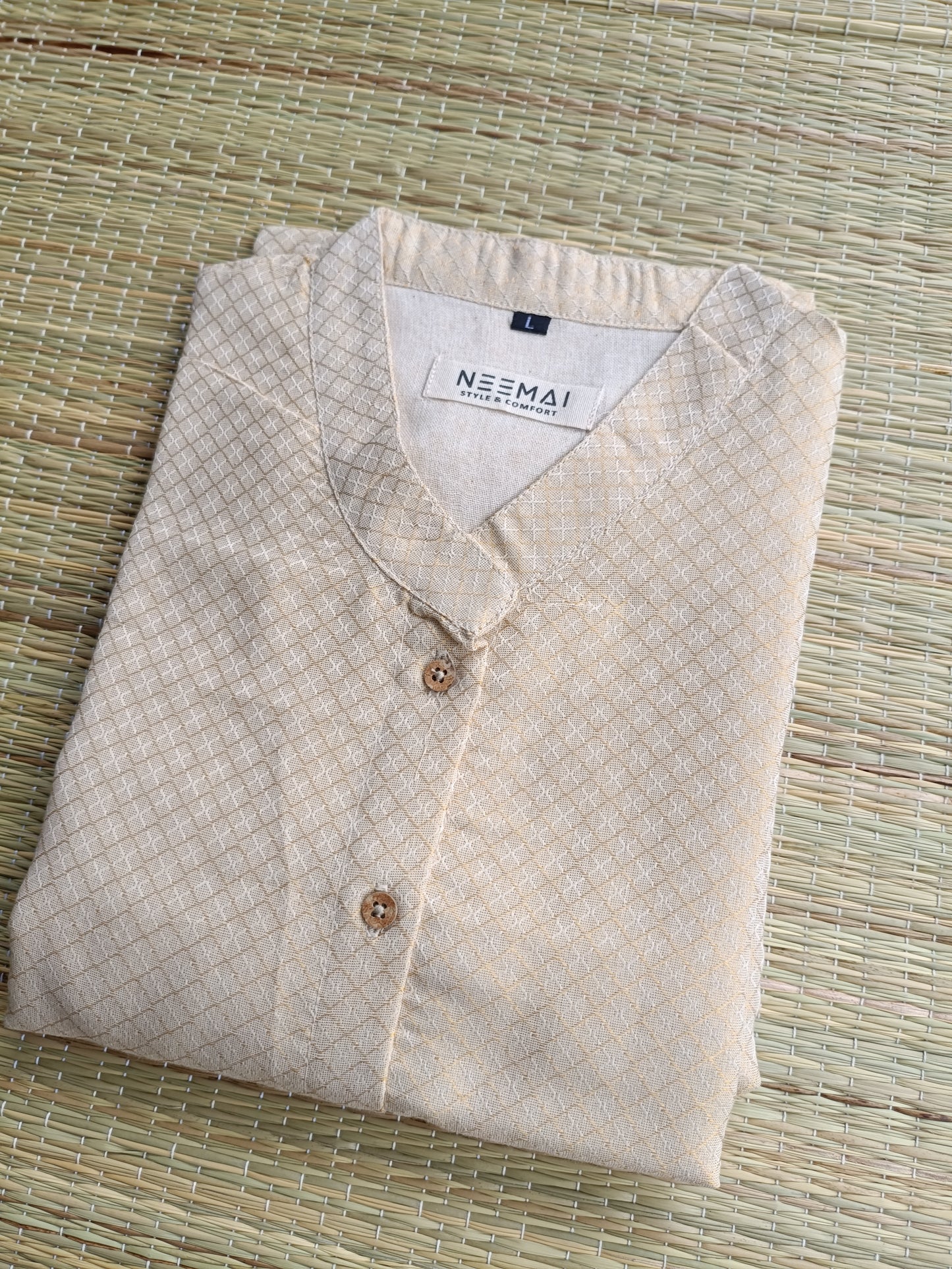 silk Kurti/ Front 4 button operable( optional feeding) -used to Normal wear kurti - Gold and white