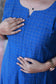 Raw silk Maternity 3 pc chudidhar set [ A line Top with center side zip,  Pant and dupatta - Blue checks (No Side open top)