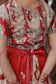 Kalamkari cotton- Feeding/ Maternity Maxi/Gown - Cotton lining  / Double side zip- Red with sandal