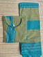 Cotton Maternity 2 pc chudidhar set [ Top with center zip, and dupatta]  -  Green and blue - Aline Top and No side open