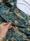 Cotton - Feeding/ Maternity Maxi/Gown - Cotton lining /Double side zip - kalamkari/paisley Green flower