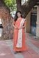 Chettinad Cotton -2 pc set -Maternity Maxi/Gown - Festival Collection -Full cotton lining- Double side zip with dupatta- Orange With multi color