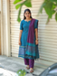 Pochampally sico set/ maternity 3 pc chudidhar set [ Top with center  zip, pant and dupatta - Dark blue and purple